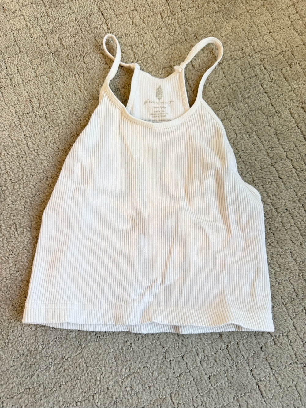 FP Movement by Free People White Ribbed Cropped Tank